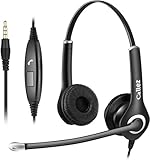 PC Headset Handy für Smartphone Computer Laptop, 3,5mm Klinke Kopfhörer Handy mit Mikrofon für iPhone Samsung Skype Business Office Call Center, Kristallklar Chat, Super Leicht, Ultra Komfort