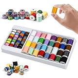 Huucozn 60 Farben Nähgarn für Nähmaschine overlock Garn Nähfaden 20/25 Yard Overlockgarn Garnrollen Spulen Polyester garn mit 28 Unterfadenspulen Aufbewahrungskoffer für Nähen und Quilten Maschinen