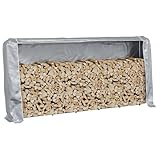 Gecheer Brennholzregal mit Regenschutz Kaminholzregal Kaminholzunterstand Holzlager Holzstapelhilfe für Garten Terrasse 300x25x150 cm Verzinkter Stahl
