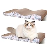 Nobleza 2 Stücke Katzen kratzbrett mit Minze, Wellpappe Kratzmatten, Recycelbar Qualitäts-Pappe Kratzpad,Kratzpads Beidseitig Erhältlich