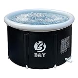 B&Y Faltbare Eisbad Badewanne Eisbaden Tonne Aufblasbare Badewanne Erwachsene für Athleten und Sportler Freistehende Ice Tub Mobile Badewanne Eisfass für Outdoor Eisbad (Schwarz, 89x55cm)