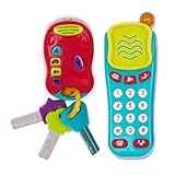 Battat – Sensorik Spielzeug – Baby Spielzeug Schlüssel und Handy – Spielzeugtelefon und Schlüsselbund Autoschlüssel – mit Lichtern und Geräuschen – für Kinder ab 18 Monaten – Handy und Schlüssel