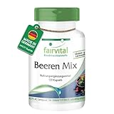 Fairvital | Beeren Mix - 120 Kapseln - Antioxidantien Kapseln - HOCHDOSIERT - VEGAN - 8 Beeren mit Spirulina