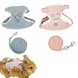 GUOYOU 2 Stück Kaninchen Leine, Verstellbares Weiches Kaninchen Geschirr mit Leine, Kaninchengeschirr für Zwergkaninchen, Kaninchenleine Ausbruchsicher für Kleine Häschen Katze Hunde Haustier Walking