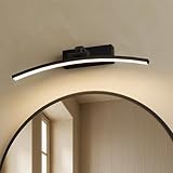 EMKE LED Spiegellampe Badezimmer Spiegelleuchte 40 cm, 180° Drehbar Spiegellampen Spiegelbeleuchtung 4000K, Badlampe Badspiegelleuchten Spiegel Lampe Schwarz
