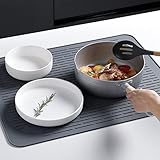 WXFLGH Abtropfmatte Geschirr 40 x 30 cm, Abtropfmatte Spüle Hitzebeständig Rutschfes, Abtropfmatte Silikon zur Aufbewahrung von Besteck (Grau)