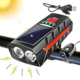 Fahrradscheinwerfer, Fahrradscheinwerfer – Fahrradlicht mit Lautsprecher, Fahrradlampe, wiederaufladbar über USB, Scheinwerfer mit hoher Helligkeit für Radfahren, Camping und Wandern
