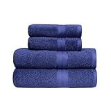Amazon Basics – 4 Stück Badetuch-Set für Badezimmer, lichtbeständig, 100 % Baumwolle, weich und saugfähig, 2 Badetücher und 2 Handtücher, Königsblau