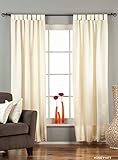 Indian Selections Vorhang, gefüttert, mit Schlaufen, 90 % Verdunkelung, Café-Vorhang, 109 x 61 cm, cremefarben