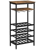 VASAGLE Weinregal für 20 Flaschen, Weinregal, Weinregal, mit Gläserhalter, für Keller, Küche, Esszimmer, Industriestil, 50 x 32 x 100 cm, rustikales Braun und Schwarz LWR020B01