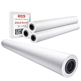 VEVOR Großformatpapier Plotterpapier 45,7 m x 915 mm 4 Rollen CAD-Bond-Rollen mit 50,8 mm Kern, Zeichenrollen für CAD-Zeichnungen, technische Pläne, GIS-Karten und Architekturentwürfe Weiß