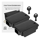 Köder-Discount Rattenfalle für Giftköder (Köder Nicht enthalten) – 2 Robuste, Abschließbare Rattenköderboxen mit Doppelteingang – Wetterfeste, Manipulationssichere Köderbox Ratten (22 x 14 x 8 cm)