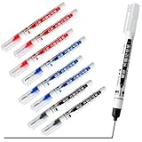 YFPOPONE 9 Stück Tieflochmarker, 20mm Spitze Baustellen Stift, 13.5cm Bohrlochmarker, Schwarz/Blau/Rot Markierstift Für Zimmermann, Metal Marker Mit Langer Spitze Für Schwer Erreichbare Stellen