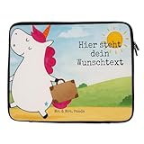 Mr. & Mrs. Panda Personalisierte Notebook Tasche Einhorn Koffer Design 20 x 28 cm - Weiß