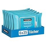 Neutrogena Hydro Boost Aqua Reinigungstücher pflegende Abschminktücher mit Hyaluronsäure auch bei empfindlicher & trockener Haut , 6 x 25 Stück