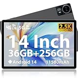MAXLEGEN 2025 Neueste Android 14 Tablet, 14' 2.5K Touch Display, 36GB RAM+256GB ROM 1TB TF SIM Tablet, 4G LTE+5G WLAN, Octa-Core, 4 Lautsprecher, 13MP, 11580mAh, GMS, GPS, inkl. Pen/Hülle/Kopfhörer