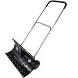 Agora-Tec® Schneeschieber Mobile mit Rädern mit extra-Breiten Kunststoffblatt von 66 cm, schwenkbarer Doppel-Stahlstiel mit Kunststoffüberzug