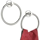 LOPYXBR 2 Stück Handtuchhalter Ring Edelstahl Handtuchring Silber Handtuchhalter Rund Handtuchhalter Edelstahl Gebürstet für Badezimmer Wohnzimmer Küche