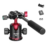 Manbily Photography Kugelkopf mit Griff 360° drehbar mit Schnellwechselplatte und Wasserwaage, Metall Aluminium, geeignet für Stativ, DSLR, Camcorder, Einbeinstativ, maximale Belastung 17,6 lb (YB-0)