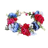 MHwan Blumenkranz Haare, Hochsimulierter, Verstellbarer Boho Blumenkranz mit voller Blütenform und natürlicher Form, geeignet für Erwachsene und Kinder, mit elegantem Band