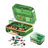 Pillendose für den täglichen Gebrauch, 7 Fächer, tragbar, feuchtigkeitsbeständig, faltbare Pillendose für Geldbörse, Tasche für Vitamine, Lebertran, Nahrungsergänzungsmittel (grün)