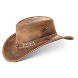 Black Forest Fox Buffalo Bill Herren Damen Western Cowboy Leder Hut Fuchs Braun Größe XL