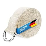 Body & Mind® Yogagurt aus 100% Natur Baumwolle - 250 cm lang; Yoga-Band mit D-Ring-Verschluss für Anfänger & Fortgeschrittene; Pilates, Yoga & Fitness Übungen