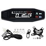 KAOLALI Motorrad Tachometer, Wasserdicht Tachometer 12000 RPM, Universal Digital Tachometer für Motorrad Ölanzeige Dual Odometer Tachometer mit Indikator