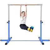 COSTWAY Gymnastik Turnreck, Turnreck höhenverstellbar, Turnstangen bis 100kg belastbar, Reckstange, Reckanlage, Trainingsgeräte, Übungsstange für den Innenbereich, Heimtraining (Blau)