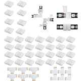 Wenxiaw 48 Stück LED Strip Verbinder, Verlängerung Eckverbinder LED Schnellverbinder 4 Polig 10mm Led Eckverbinder Komplettpaket mit T Form und L Form Eckverbindern Für Heim DIY Beleuchtungsprojekte