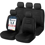 Upgrade4cars Autositzbezüge Set Universal | Autoschonbezüge Vordersitze & Rückbank | Autositzbezug Schwarz | Autozubehör Innenraum Deko | Geschenke für Frauen und Männer