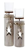 khevga Windlicht-Säule Dekoration Weihnachten im 2er Set