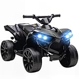 AIYAPLAY Kinder Quad Elektro 6V Kinderquad mit Vorwärts-, Rückwärtsfunktion, Musik, LED-Scheinwerfer, Kinderfahrzeug Elektro-Quad für Kinder von 3-8 Jahren Schwarz