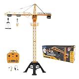 Lexibook, Crosslander® Pro, RC-Kran, Riesiger Ferngesteuerter Kran, Höhe 1,28 m, Hebt bis zu 500g, Multidirektional, Ton- und Lichteffekte, Gelb, RCP35