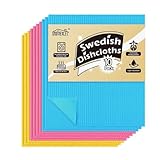 HOMEXCEL 10 Stück schwedische Geschirrtücher, wiederverwendbares Schwammtuch, für Küche, Theken und Geschirrspülen, sehr praktisch, 3 Farben sortiert
