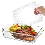 ZOFUN 2L Rechteckige Auflaufform mit Deckel Glas, 29x20x9cm Lasagneformen Glasauflauf Vorratsbehälter aus Glas zum Braten, Backofen, Elektroherd, für Lasagne