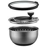 SILBERTHAL Salatschleuder Edelstahl mit Deckel 4,5l groß & rutschfestem Boden - Salad Spinner mit Kurbelantrieb & Stopptaste - BPA-frei & Spülmaschinenfest