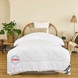 Dreamway Bettdecke 135x200 4 Jahreszeiten 2 teilig inklusive Ganzjahresdecke 135x200cm 300gsm + Sommerdecke 135 x 200 150gsm - 2 zusammengeknöpften Steppdecke für Vierjahreszeiten/Sommer/Winter Weiss