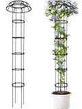 TIKTALK Rankhilfe Obelisk,195 cm hoch rankhilfen für kletterpflanzen,Metall Pilz Top,einstellbare Höhen Pflanze Spalier für Topfpflanzen, Tomaten, Gurken, Clematis, Rose