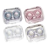mophrati 4 Stück Kontaktlinsenbehälter Halter Mini Auslaufsicher Transparent Organizer Box Augenpflege Container Kit Reisegeschenke