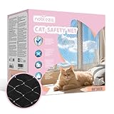 Nobleza Katzennetz für Balkon, 8 x 3 m Transparentes Katzennetz Fenster, Balkonnetze für Katzen ohne Bohren, für Balkone, Terrassen und Fenster, mit Befestigungsseil und Zubehör