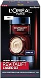 L'Oréal Paris Gesichtspflege Set, Anti-Aging Tagespflege und Nachtpflege mit 3-fach Wirkung, Mit Pro-Retinol, Hyaluron und Vitamin C, Revitalift Laser X3, 2 x 50 ml