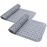Homaxy Badewannenmatte rutschfest, 100 x 40 cm, Extra Lange 100% BPA frei Duschmatte, Schnelltrocknend & Maschinenwaschbar Badematte Badewanne, Grau, 2 Stück