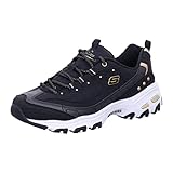Skechers Damen D'Lites Ladies Night Sneaker, Black Duraleather/Gold Trim, 37 EU