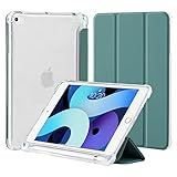 4UBonLife Hülle für iPad mini 5. 4. Generation 2019/2015 mit Stifthalter, Schutzhülle für iPad mini 7,9 Zoll Leichte Hülle Weich TPU Transluzent Matt Rückseite Cover Auto Schlafen/Wachen, Nachtgrün