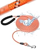 Toozey Schleppleine für Hunde, Wasserdicht Schleppleine 5M 10M 15M 20M Geeignet für Kleine, Mittlere, Große Hunde Hundeerziehung, Robuste Hundeleine mit Weich Gepolsterter Griff, Orange -5m