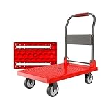 Multifunktionaler Klappwagen, tragbar, handgezogen, mit Rädern, faltbarer Flachbett-Transportwagen für Haushalt, Garten und Außenbereich, robuster Nutzwagen