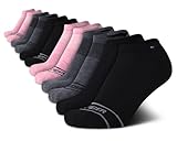 Tommy Hilfiger Damen No Show Socken – 12 Stück weich gepolstert Low Cut No Show Socken für Frauen – Sportsocken für Damen (37-46), Schwarz/Grau/Pink, 36.5-43 EU