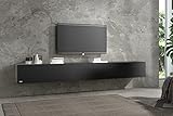 Wuun® 240cm/Schwarz-Matt (Korpus Schwarz-Matt)/8 Größen/5 Farben/TV Lowboard TV Board hängend Hängeschrank Wohnwand/Somero