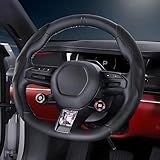 MAXIAOMA Auto Lenkradbezug Für Opel Mokka B 2021 2022 2023 2024 2025, Atmungsaktiv Mikrofaser Leder Auto Lenkradschoner Lenkradhülle 37-38 cm für Sommer & Winter, Type D-Black